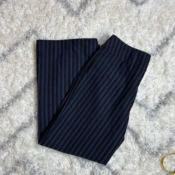 New York & Company Black and Blue Striped flare Pants - Picture 2 of 12